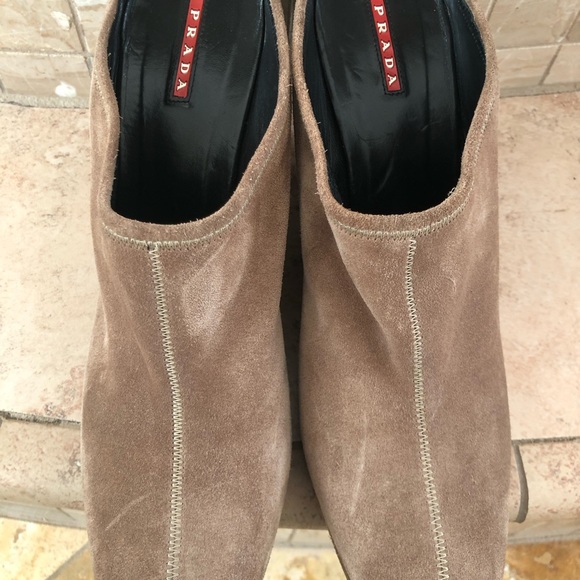 Prada Suede Wedge Mules, size 41, tan color - Picture 3 of 7